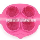 frozen brain shape silicone ice cube jello chocolate tray molds Makes 4 Cubes