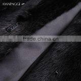 Hot Sale Short Black Mink Fur Hooded Coat for Winter thumbnail-5