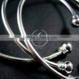 2mm Thick Wire One End Open Brass Silver Plated Wiring Bangle Bracelet Cuff DIY Supplies 1900038 thumbnail-2