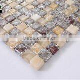 SMS06 Foshan Beige White Roughness Stone Marble Mosaic Square Art Mosaic Tiles Indoor Decorate Wall thumbnail-2