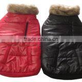 Pet Apparel Dog Parka With Fur Trim Red/black
