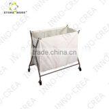 3 Bin Laundry Sorter With Rubber Wheels - Metallic Bronze thumbnail-2