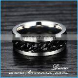 High Quality Mens Black Smooth Titanium Stainless Steel Biker Ring thumbnail-3