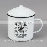 ENAMEL IRON STORAGE CUP W/LID & HANDLE thumbnail-1