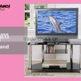 Corner Storage Shelf TV Table Stainless Steel Glass TV Stand Furniture thumbnail-1