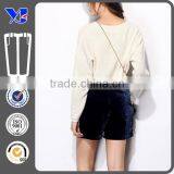 Ladies Casual Warm Pure Dark Blue Velvet Shorts thumbnail-2