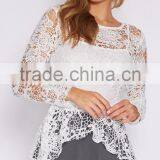 Guangzhou OEM Factory Women Clothes Long Sleeve Lace Fancy Tops Summer Sexy Women Tops thumbnail-4