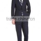 Men's Solid Navy Blue Pinstripe Modern Fit Wool Suit(SHT1137) thumbnail-1