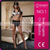 2017 New Designs Woman Sex Hot Collar Top With Pocket Police Costume thumbnail-1