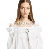 HAODUOYI Sexy Soil White Off Shoulder Women Dress Long Sleeve Sashes Wire Loop Ruffles Ladies Mini Vestidos for Wholesale thumbnail-3