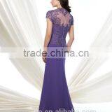3 Colors Lace Cap Sleeve Chiffon Flowing Simple Long Dress thumbnail-4