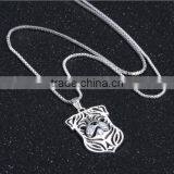 Best Selling Fashion Zinc Alloy Silver Tone Finsh Heart Shaped Bulldog Dog Necklace thumbnail-4