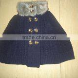 2016 Winter Fur Collar Cable Knitted Baby Sweater Ponchos thumbnail-6