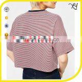Latest New Model Shirts Crop Tops Women Wholesale Women Striped t Shirt thumbnail-2