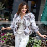 Factory Supply Leather Women Winter Fur Fox Fur Foot Encryption Sleeve Short Coat Large Size thumbnail-3