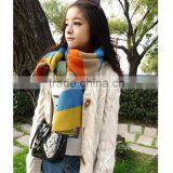 High Quality Colorful Stripe Long 180cn Wool Women Autumn and Winter Wear Rainbow Knit Scarf Fashion thumbnail-2