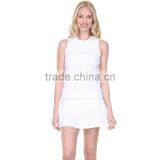 Breathable White Skort Mesh Tennis Wear for Lady Fitted Tank Top and Pleated Mini Skirt thumbnail-4