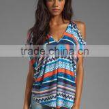 Open Shoulders With Tie Detail Pattern Top thumbnail-1