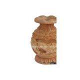 Hand Carved Wooden Decorative Vase India Fair Trade Art thumbnail-1