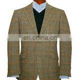 Brown And Blue Checked Luxury Wool Tweed Blazer Men Fashion New thumbnail-4