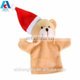 light brown cute christmas bear head plush hand puppet manufacturer custom