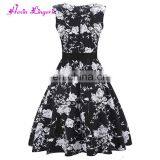Wholesale Price Black and White Floral Korean Casual 2017 Women Floral Dress thumbnail-2