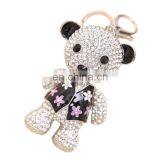 Fashion Promotional Bejewelled Crystal Golden Plated Metal Rhinestone Teddy Bear Keychain MCKC-0001 thumbnail-1