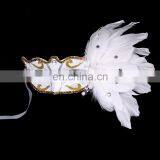 Hot Sale Sexy Blue White Red Women Feathered Venetian Masquerade Masks for a Masked Ball Side Feather Flower Masks Manufacturer thumbnail-2