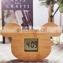 Natural Creative Cartoon Animal Design Desktop Dog Shaped Wooden Digital Alarm Clock thumbnail-5
