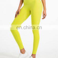 Ready To Ship Custom Logo 20 Neon Colors Yoga Leggings Cross Waistband High Waist Women Gym Sports Wear Yoga Tights Workout Wear thumbnail-4