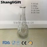 Embossed Home Decor 900ml Tall Clear Glass Vase