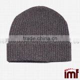 Men's 100% Cashmere Solid Knit Hat thumbnail-2