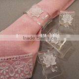Bulk Wholesale Laser Cutting Etched White Rose Acrylic Napkin Rings thumbnail-1