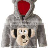 Blue Cool Black Bear Design Zipper Hoodies Cartoon Hat Coral Velvet Fabric Kids Jackets Clothes Winter Warm Kids Coat thumbnail-4
