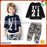 Fashion Design of Casual Baby Set Black Boys Tshirt New Style of 2016 Style for Kids Spring Clothing (uk-022302)