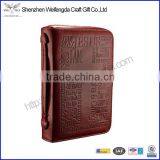 Custom cross logo tan leather bible cover 2016