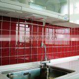 10x10 Red Glitter Crystal Clear Glass Mosaic Tile for Kitchen Most Popular thumbnail-1