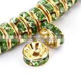 Gold Plated Peridot Color #214 Rhinestone Jewelry Rondelle Spacer Beads Variation Color and Size 4mm/6mm/8mm/10mm thumbnail-1