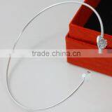 >>2016 New Design Elegant Thin Open Rhinestone Love Heart Cuff Bracelet/ thumbnail-3