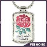 Promotional Good Price Custom England Rugby Rose Printed Metal Keychain