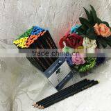 7" Standard Size Triangular Shape Soft Wood 72pcs Matt Black Body HB Pencil With Dipped Top thumbnail-1