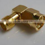 SMA Male to SMA Female Right Angle Coaxial Gold Connector Adapter thumbnail-1