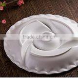 White Ceramic Dinner Division Fan Shape Round Plate for Home Restaurant thumbnail-3