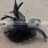 Elegant Lady Black Feather Lace Flower Bridal Fascinator Wedding Hair Clip Headpiece thumbnail-2