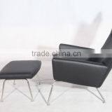 Hans Wegner Leather High Wingback Chair Wing Lounge Chair With Footrest Supplier's Choice thumbnail-3