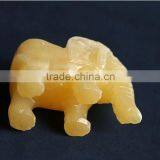Yellow Crystal Gemstone Animals Elephant Carving thumbnail-5