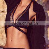 Black Netty Trim Halter Hollow Out Bikini Swimsuit PW- LC40915-2 thumbnail-4