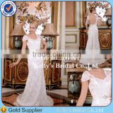 Sexy Dress Design High Quality Appliqued Cap Sleeve Lace Vintage Backless Wedding Dress