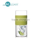 Wholesale Patented Design 400ml glass tea cups with silicone case JA451