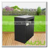 Audu High Back Bar Stool Set Outdoor Rattan Bar Stool Set in Brown thumbnail-3